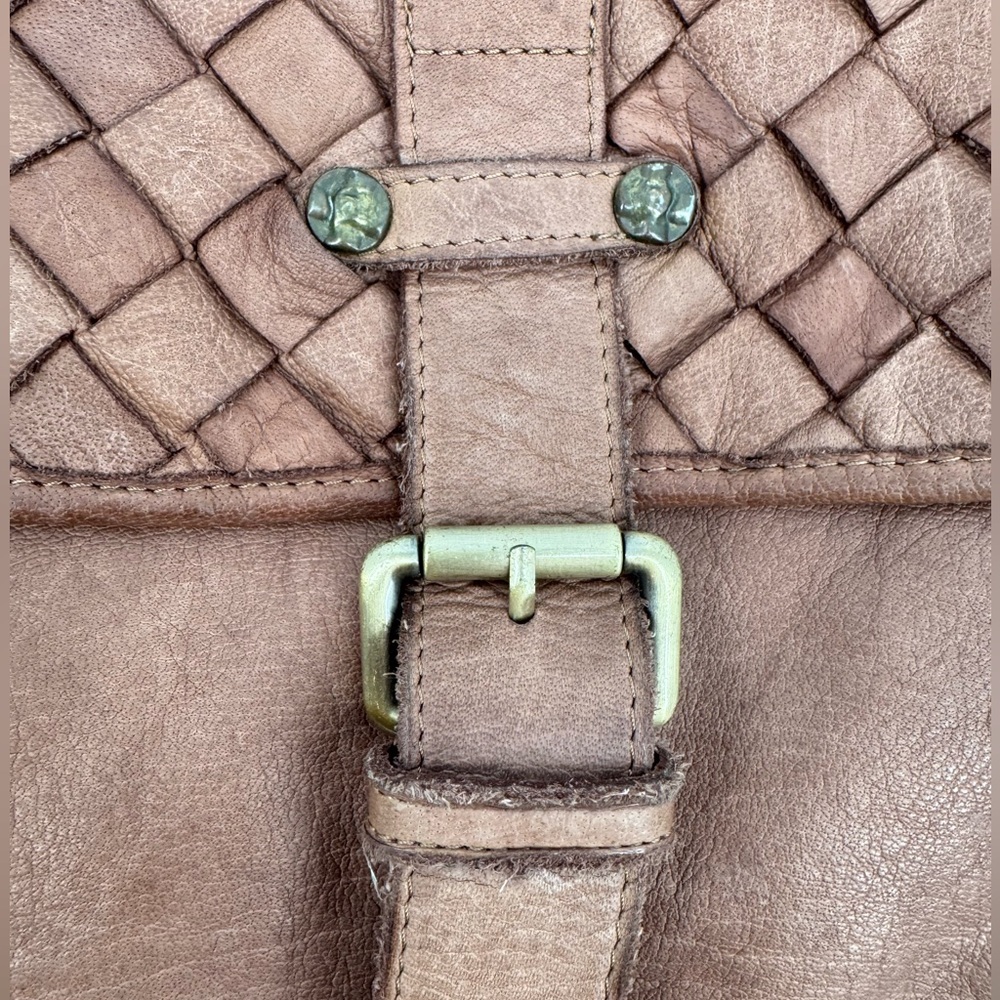 Civico 93 Genuine Leather Woven Flap Crossbody Bag Brown Made in Italy - Picture 8 of 12